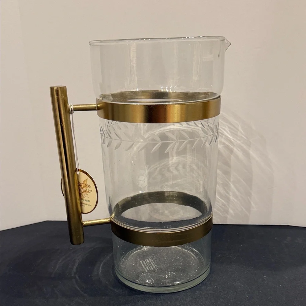 Hammered Serveware Collection Handmade Glass India Pitcher 8”- NEW with tags - Picture 3 of 10